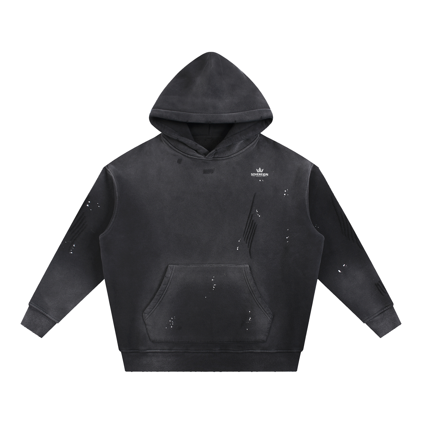 Vintage Washed Frayed Fleece Hoodie