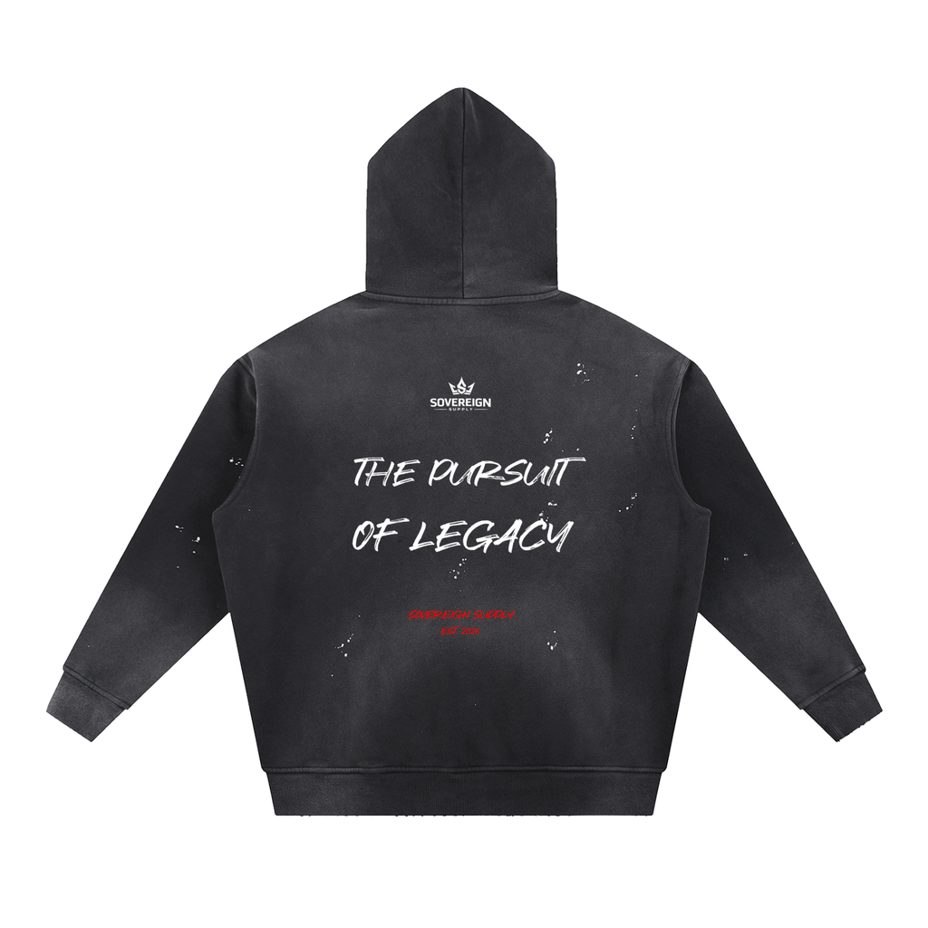 Vintage Washed Frayed Fleece Hoodie